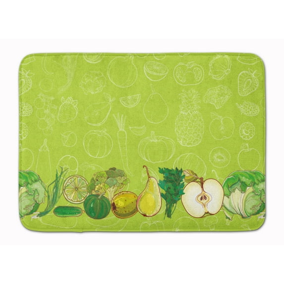 Carolines Treasures BB5135RUG Fruits and Vegetables in Green Machine Washable Memory Foam Mat 19 X 27" multicolor
