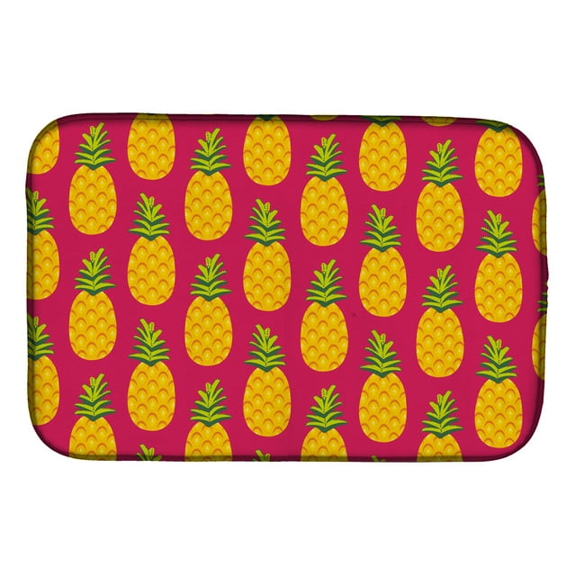 Carolines Treasures BB5136DDM Pineapples on Pink Dish Drying Mat 14 x 21" multicolor