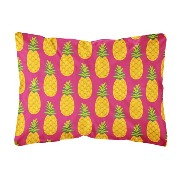 Carolines Treasures BB5136PW1216 Pineapples on Pink Canvas Fabric Decorative Pillow, 12H x16W, multicolor