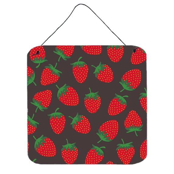Carolines Treasures BB5137DS66 Strawberries on Gray Wall or Door Hanging Prints 6x6 multicolor