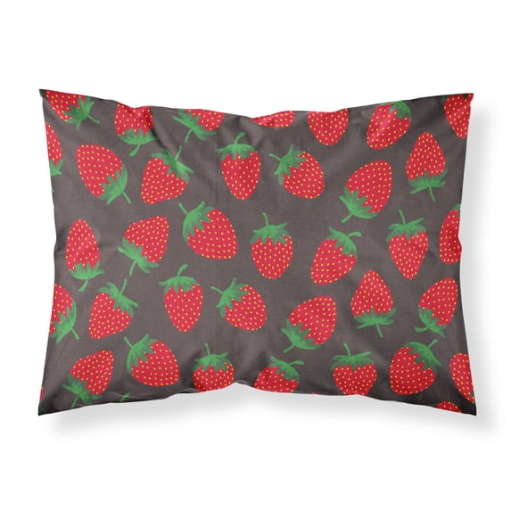 Carolines Treasures BB5137PILLOWCASE Strawberries on Gray Fabric Standard Pillowcase Standard multicolor