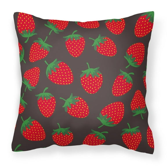 Carolines Treasures BB5137PW1414 Strawberries on Gray Fabric Decorative Pillow  14Hx14W multicolor