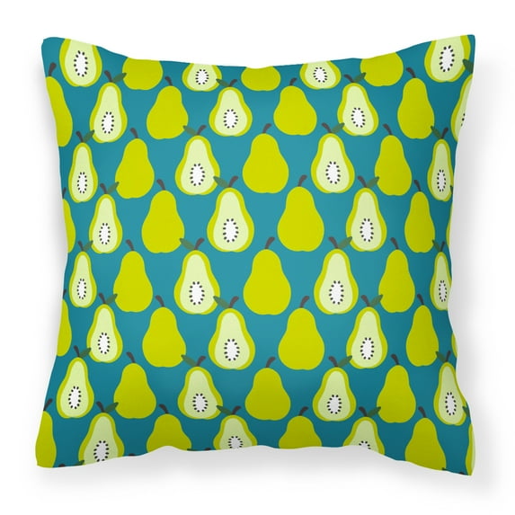 Carolines Treasures BB5138PW1414 Pears on Green Fabric Decorative Pillow  14Hx14W multicolor