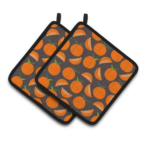 Carolines Treasures BB5142PTHD Orange on Grey Pair of Pot Holders