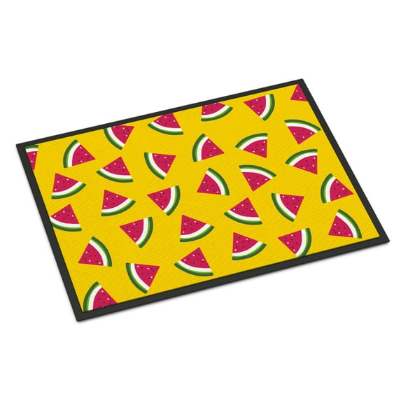 Carolines Treasures BB5144JMAT Watermelon on Yellow Doormat 24x36 36"L x 24"W multicolor