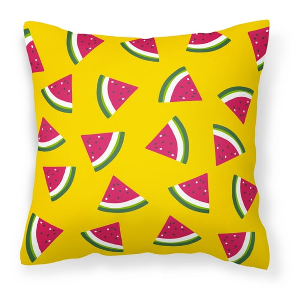 Carolines Treasures BB5144PW1818 Watermelon on Yellow Fabric Decorative Pillow  18H x18W multicolor