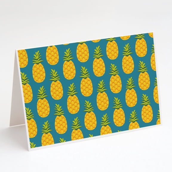 Carolines Treasures BB5145GCA7P Pineapples on Teal Greeting Cards and Envelopes Pack of 8 7 x 5 multicolor