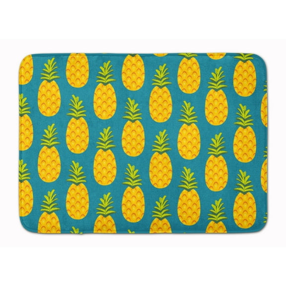 Carolines Treasures BB5145RUG Pineapples on Teal Machine Washable Memory Foam Mat 19 X 27" multicolor