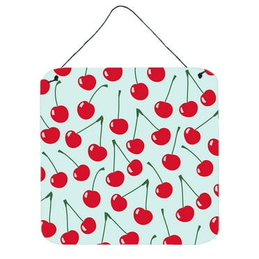 Carolines Treasures BB5148DS66 Cherries on Blue Wall or Door Hanging Prints 6x6 multicolor