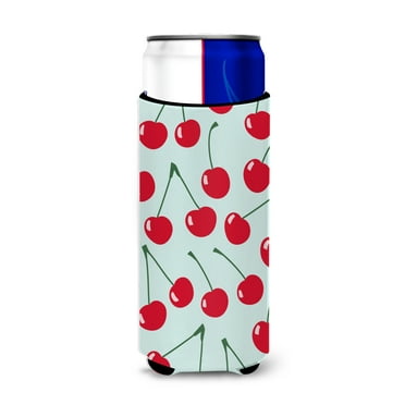 Carolines Treasures BB5148MUK Cherries on Blue Michelob Ultra Hugger for slim cans  Slim Can multicolor