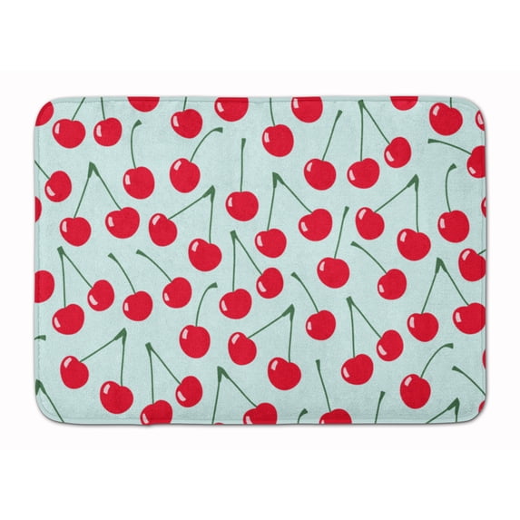 Carolines Treasures BB5148RUG Cherries on Blue Machine Washable Memory Foam Mat 19 X 27" multicolor