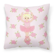 Carolines Treasures BB5164PW1414 Ballerina Blonde Front Pose Fabric Decorative Pillow  14Hx14W multicolor