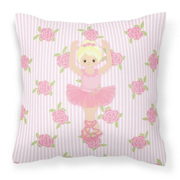 Carolines Treasures BB5164PW1414 Ballerina Blonde Front Pose Fabric Decorative Pillow  14Hx14W multicolor