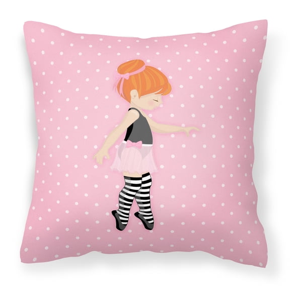 Carolines Treasures BB5168PW1414 Ballerina Red Head Releve Fabric Decorative Pillow 14Hx14W multicolor