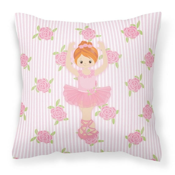 Carolines Treasures BB5169PW1818 Ballerina Red Front Pose Fabric Decorative Pillow  18H x18W multicolor
