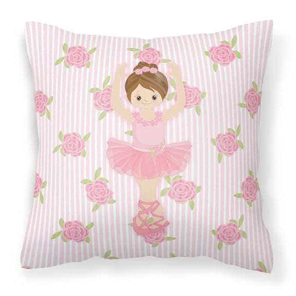 Carolines Treasures BB5173PW1818 Ballerina Brunette Front Pose Fabric Decorative Pillow  18H x18W multicolor
