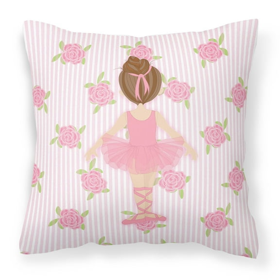 Carolines Treasures BB5176PW1818 Ballerina Brunette Back Pose Fabric Decorative Pillow  18H x18W multicolor
