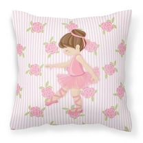 Carolines Treasures BB5177PW1414 Ballerina Brunette Point Fabric Decorative Pillow  14Hx14W multicolor
