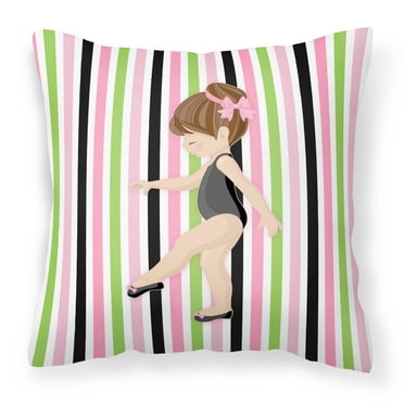 Carolines Treasures BB5178PW1414 Ballerina Brunette Point Fabric Decorative Pillow  14Hx14W multicolor