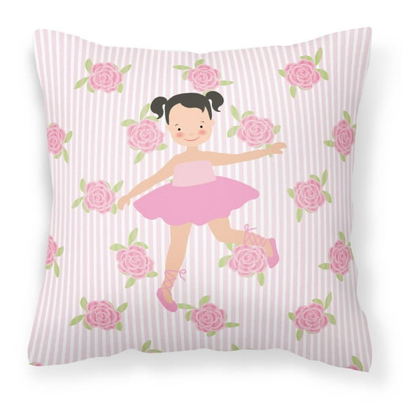 Carolines Treasures BB5187PW1818 Ballerina Black Hair Ponytails Fabric Decorative Pillow  18H x18W multicolor