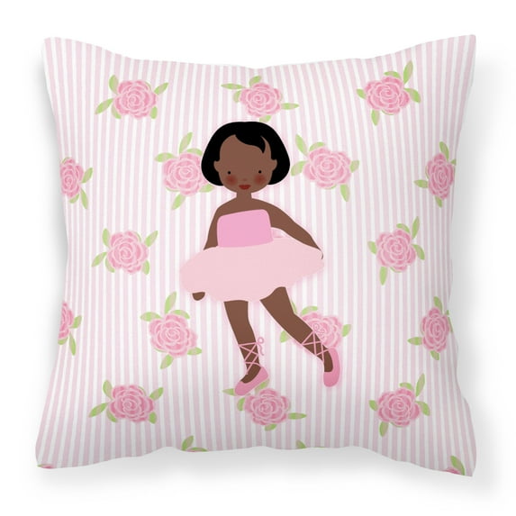 Carolines Treasures BB5190PW1414 Ballerina African American Short Hair Fabric Decorative Pillow 14Hx14W multicolor