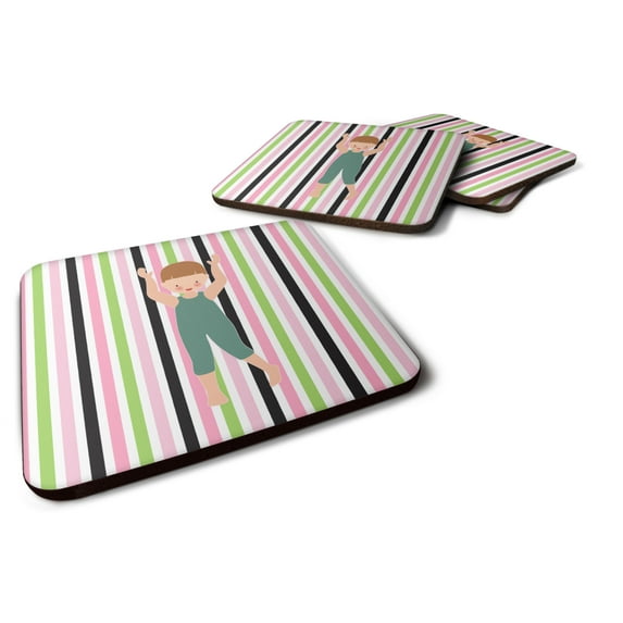 Carolines Treasures BB5193FC Dancer Bikatard Brown Hair Foam Coaster Set of 4 3 1/2 x 3 1/2 multicolor