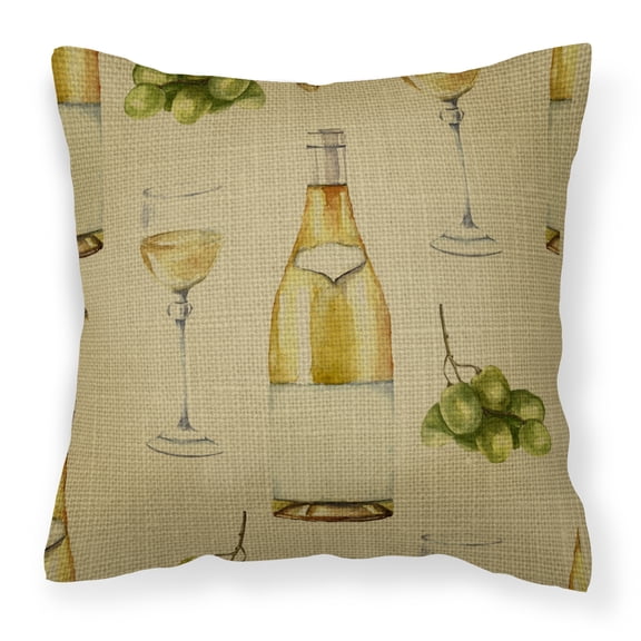 Carolines Treasures BB5194PW1414 White Wine on Linen Fabric Decorative Pillow  14Hx14W multicolor