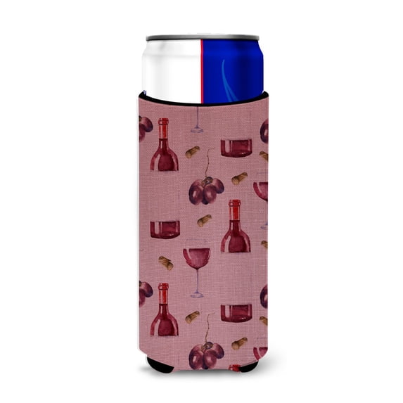 Carolines Treasures BB5195MUK Red Wine on Linen Michelob Ultra Hugger for slim cans  Slim Can multicolor