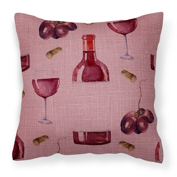 Carolines Treasures BB5195PW1818 Red Wine on Linen Fabric Decorative Pillow  18H x18W multicolor