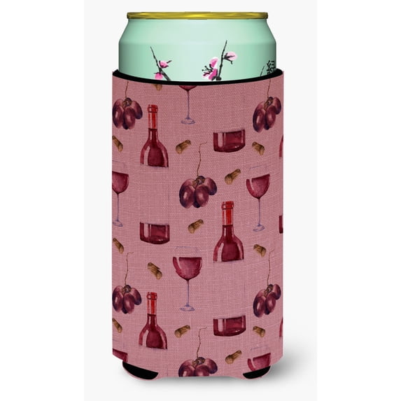 Carolines Treasures BB5195TBC Red Wine on Linen Tall Boy Beverage Insulator Hugger  Tall Boy multicolor