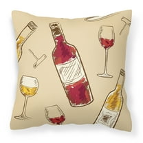 Carolines Treasures BB5196PW1818 Red and White Wine Fabric Decorative Pillow  18H x18W multicolor