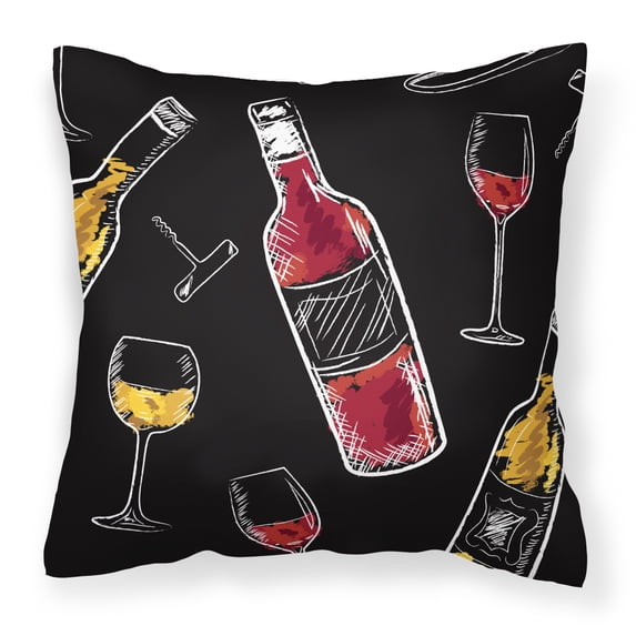 Carolines Treasures BB5197PW1414 Red and White Wine on Black Fabric Decorative Pillow 14Hx14W multicolor