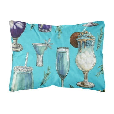 Carolines Treasures BB5203PW1216 Drinks and Cocktails Blue Canvas Fabric Decorative Pillow, 12H x16W, multicolor