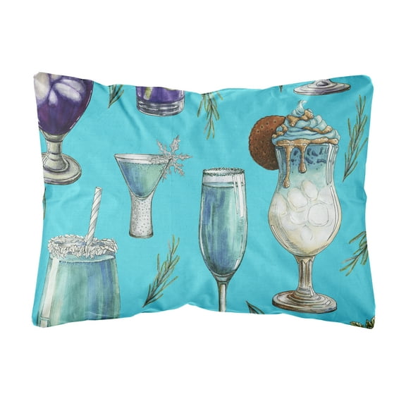 Carolines Treasures BB5203PW1216 Drinks and Cocktails Blue Canvas Fabric Decorative Pillow, 12H x16W, multicolor