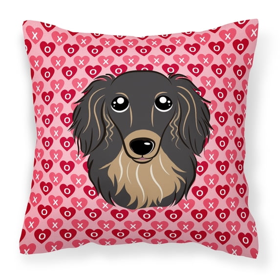 Carolines Treasures BB5283PW1414 Longhair Black and Tan Dachshund Fabric Decorative Pillow, 14Hx14W, multicolor