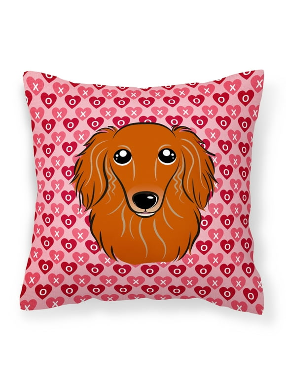 Carolines Treasures BB5284PW1818 Longhair Red Dachshund Fabric Decorative Pillow, 18H x18W, multicolor