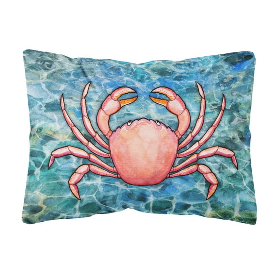 Carolines Treasures BB5346PW1216 Crab Canvas Fabric Decorative Pillow  12H x16W multicolor