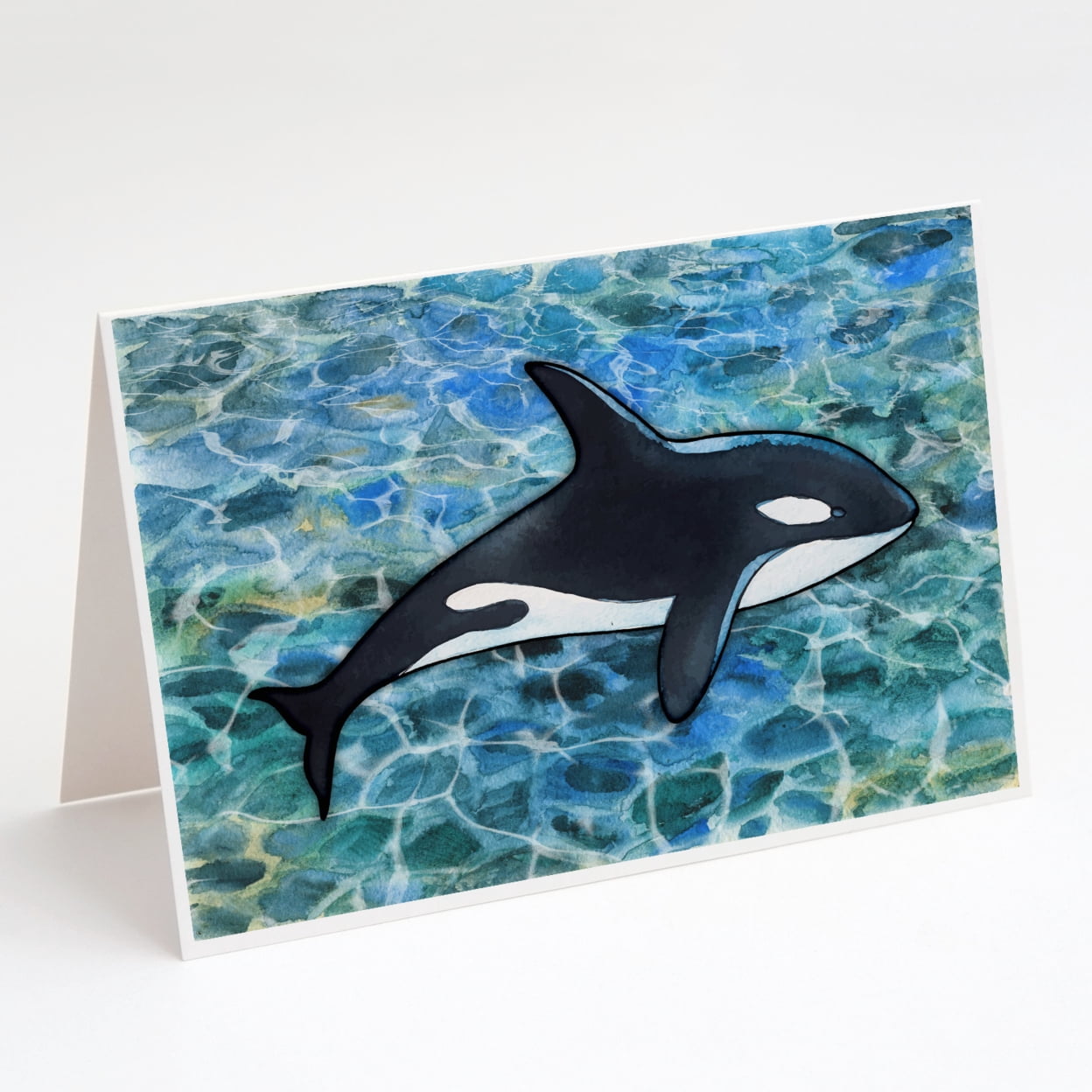 Carolines Treasures BB5348GCA7P Killer Whale Orca Greeting Cards and Envelopes Pack of 8 7 x 5 multicolor