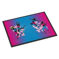 Carolines Treasures BB5373JMAT Hip Hop in Pink Blue Door Mat Indoor Rug or Outdoor Welcome Mat 24x36 Doormat  36"L x