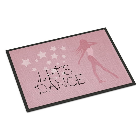 Carolines Treasures BB5375JMAT Lets Dance Linen Pink Door Mat Indoor Rug or Outdoor Welcome Mat 24x36 Doormat 36"L x