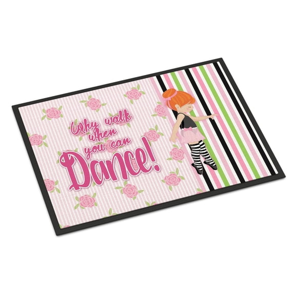 Ballet Dance Stripes Red Hair Door Mat