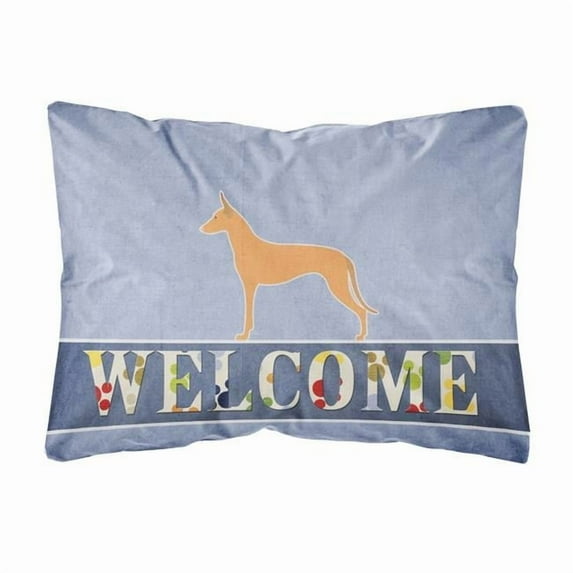 Carolines Treasures BB5492PW1216 Pharaoh Hound Welcome Canvas Fabric Decorative Pillow, 12H x16W, multicolor