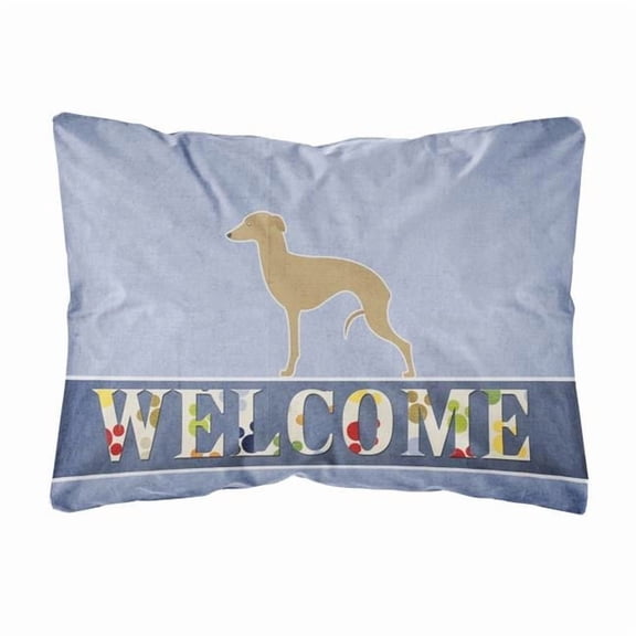 Italian Greyhound Welcome Canvas Fabric Decorative Pillow