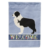 Carolines Treasures BB5527CHF Black Border Collie Welcome Flag Canvas House Size  Large multicolor