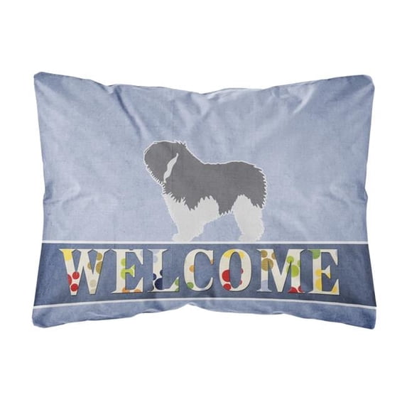 Carolines Treasures BB5536PW1216 Polish Lowland Sheepdog Dog Welcome Canvas Fabric Decorative Pillow, 12H x16W,