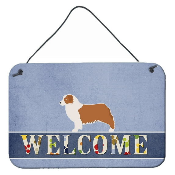 Carolines Treasures BB5537DS812 Australian Shepherd Dog Welcome Wall or Door Hanging Prints