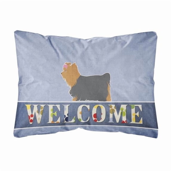 Carolines Treasures BB5538PW1216 Yorkshire Terrier Yorkie Welcome Canvas Fabric Decorative Pillow