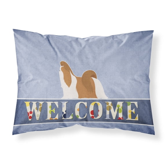 Carolines Treasures BB5550PILLOWCASE Shih Tzu Welcome Fabric Standard Pillowcase Standard multicolor