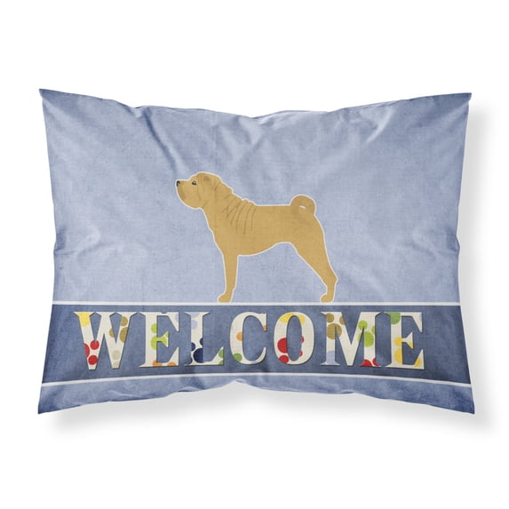 Carolines Treasures BB5556PILLOWCASE Shar Pei Merry Welcome Fabric Standard Pillowcase Standard multicolor