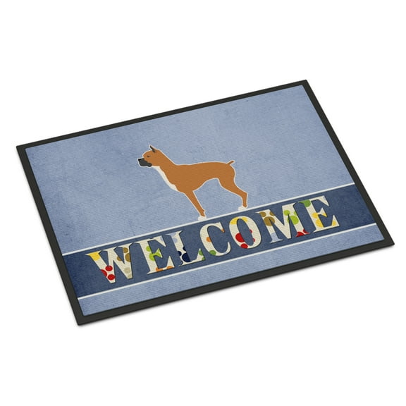 Carolines Treasures BB5557MAT Boxer Welcome Door Mat Indoor Rug or Outdoor Welcome Mat 18x27 Doormat  18H X 27W